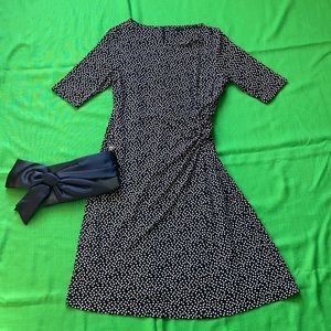 Chaus black with white polkadots jersey dress